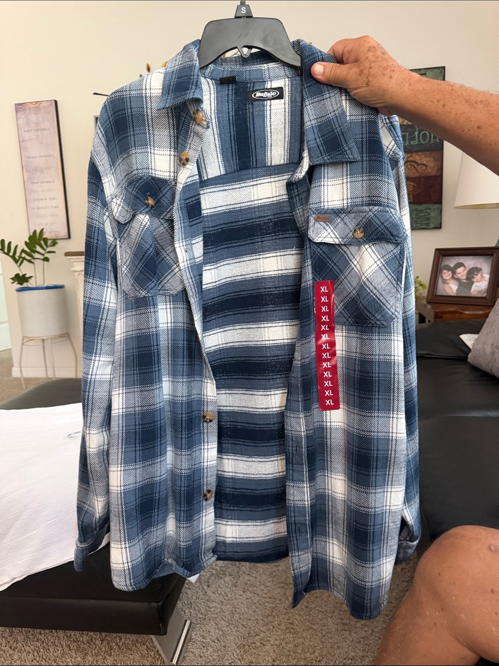 NWT Blue & White Plaid Button-Up Shirt COTTON 💯